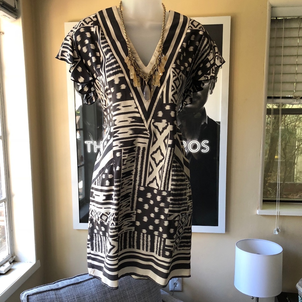 Graphic Print Silk Dress